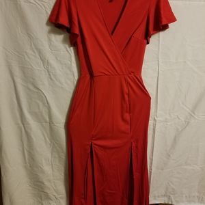 Sexy red dress with slits up both legs